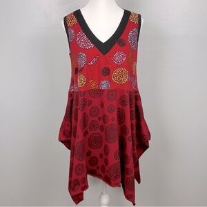 Couleurs du Monde cotton embroidered mandala print handkerchief hem XL(US 10/12)